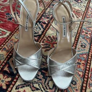 Manolo Blahnik Metallic Silver Heels